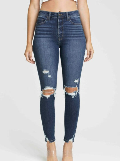 Let's Be Friends Dark Wash Distressed Skinny Jeans - FINAL SALE