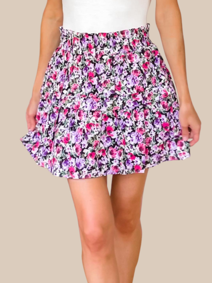 Just For Fun Floral Mini Skirt - SALE